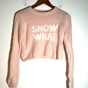 Garage Pink Women's Cropped Fuzzy Sweater